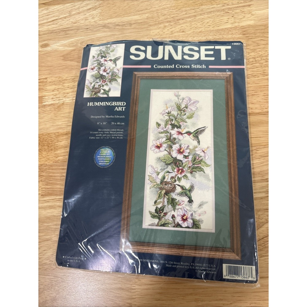 Vintage 1999 Hummingbird Art 13667 Sunset Counted Cross Stitch Kit NEW OPENED